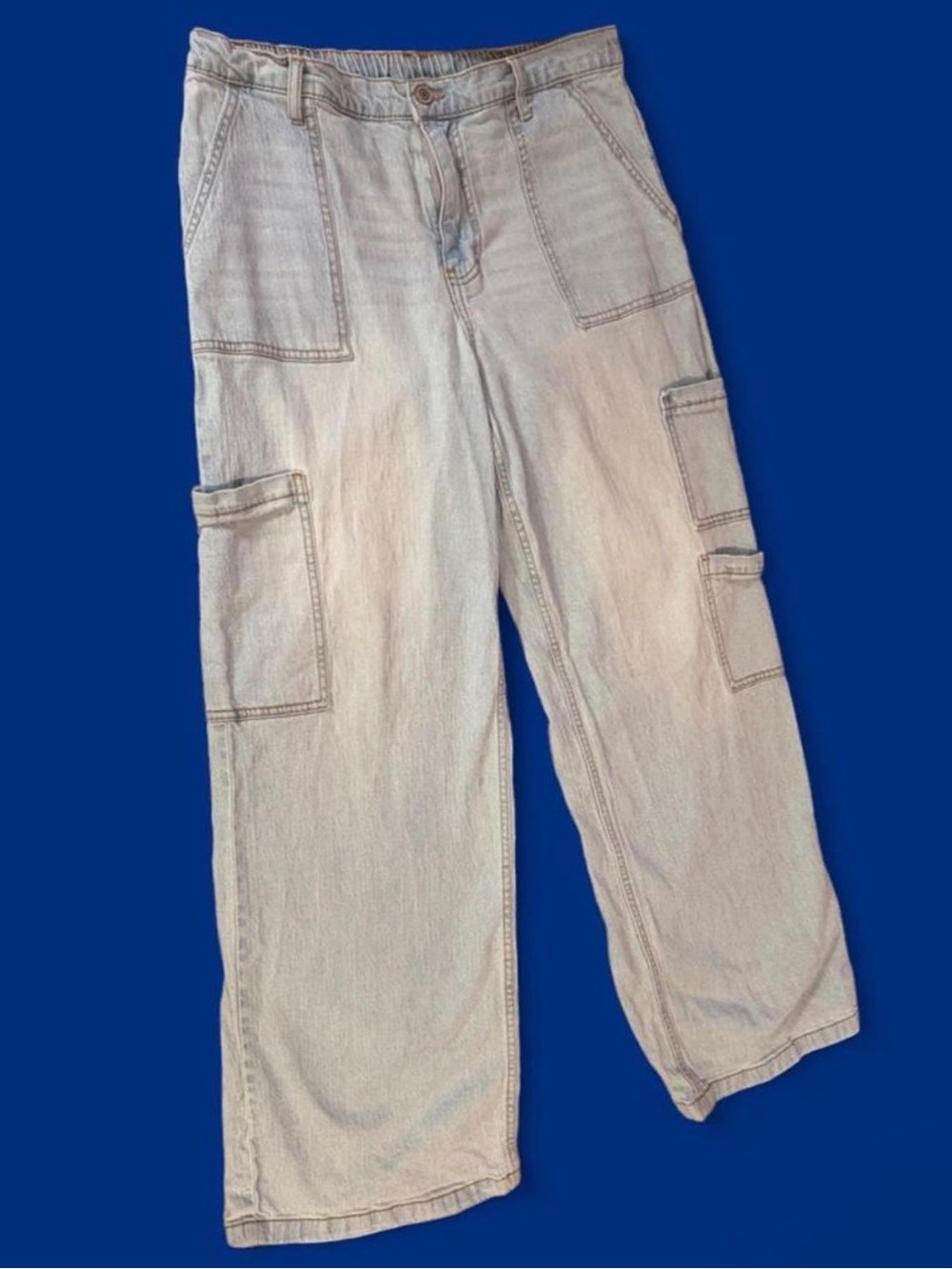 Light Blue Relaxed Fit Utility Cargo Jeans